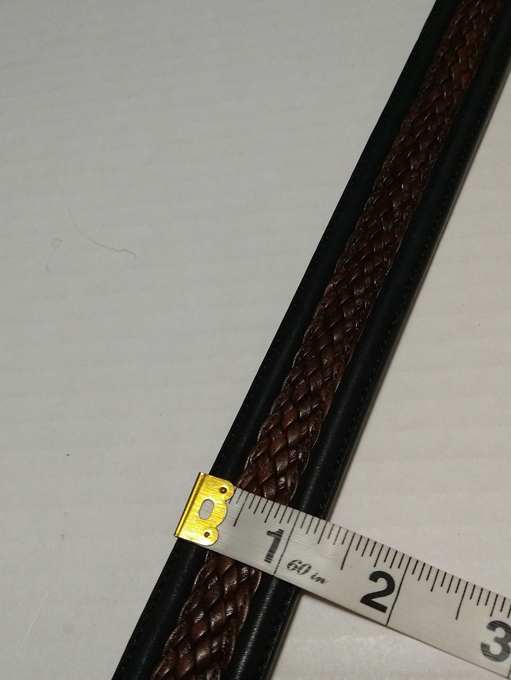 Tommy Bahama Men's Brown Leather Belt W/Braided Look Brass Buckle Size 34 - Picture 9 of 12
